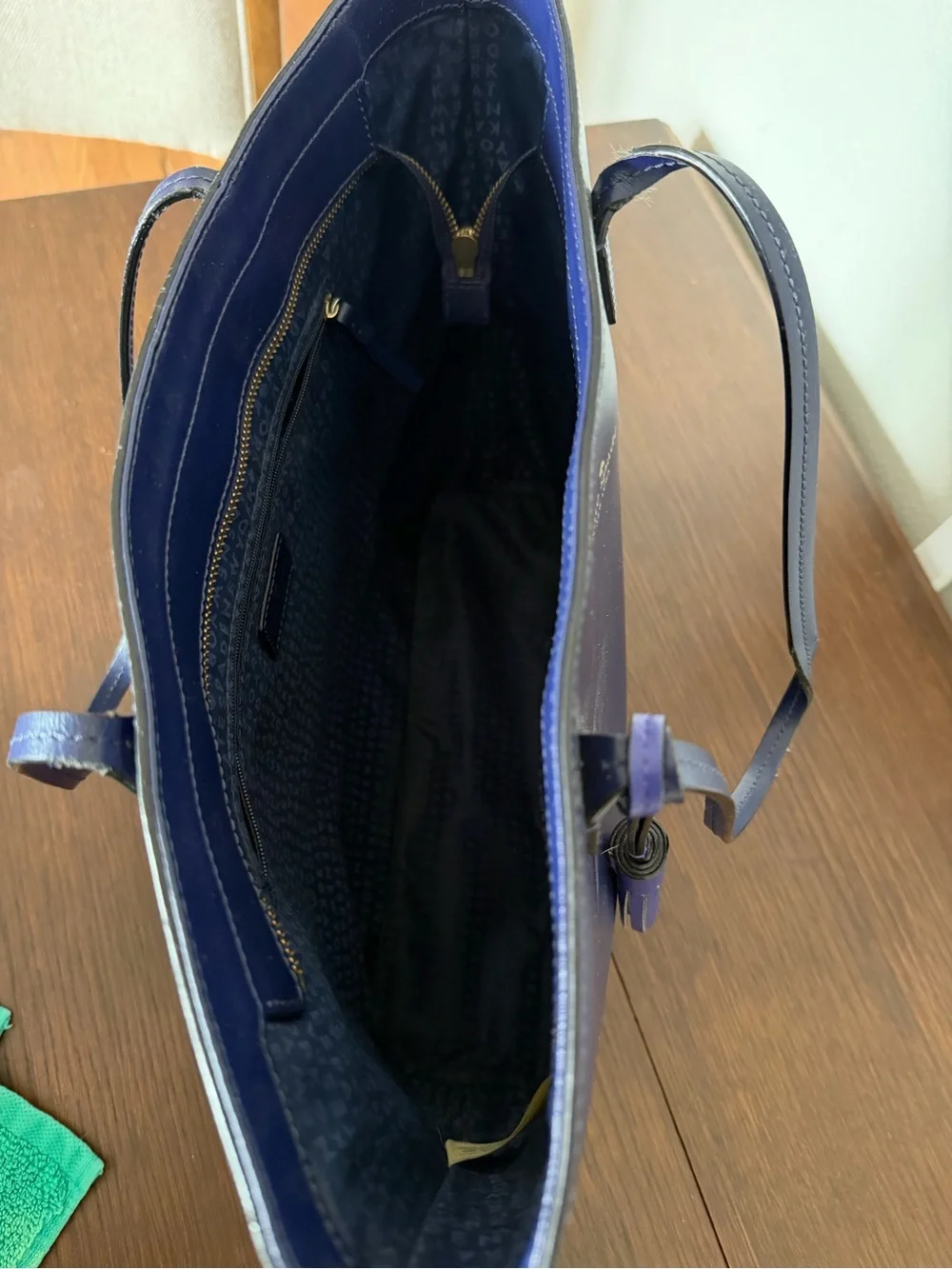 kate spade Navy Blue Leather Tote with Tassel